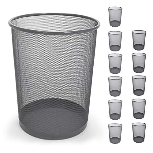 Smart Design Steel Metal Mesh Waste Basket Easy to Clean Design (11.