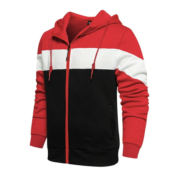 Gibobby Sudadera cierre hombre Sudadera con capucha para hombre, con cierre completa, para hombre(Rojo,CH)