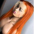 thumbnail image 4 of Front Lace Wig Middle Parted Orange Long Straight Synthetic Wig, 4 of 6