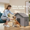 thumbnail image 2 of SAZYY Indoor Outdoor Waterproof Dog House, Puppy Shelter with Air Vents and Elevated Floor, Sturdy Dog Kennel for Small to Large Sized Dogs, Easy to Assemble Light Brown 31.18*33.7*32.52, 2 of 8