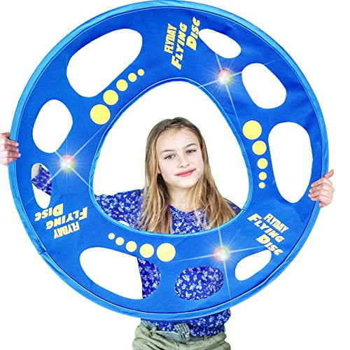 FLYDAY Flying Disc with LED Lights Flying Ring Easy to Catch 27 Inch for Birthday Outdoor Beach Play