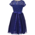 thumbnail image 2 of Big Girls' Lovely Floral Lace Chiffon Sparkling Rhinestone Flowers Girls Dresses Royal 12 (J20KS53), 2 of 3