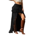 thumbnail image 2 of Lace Maxi Skirts for Women Y2k Western High Low Tiered Ruffle Skirt Renaissance Boho Fairy Skirt, 2 of 6