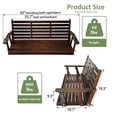 thumbnail image 2 of Fortune Candy 3-Seater Wooden Porch Swing with Hanging Chains, Heavy Duty 880 lbs, Deep Brown, 2 of 7