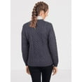 thumbnail image 4 of SAOL Irish Aran 100% Premium Soft Merino Wool Button Up Cardigan Sweater for Women Made in Ireland | Cable Knitted Gray Lumber Jacket, 4 of 7