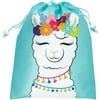 12 Pack Llama Drawstring Gift Bags for Kids Birthday Party Favors, Fiesta Cinco de Mayo Goodie Bag, 10 x 12 in