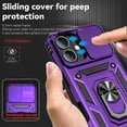 thumbnail image 5 of ELEHOLD Case for iPhone 16 Plus, Military Grade Heavy Duty Protection Case with Slide Camera Cover & Rotated Ring Kickstand,Purple, 5 of 8