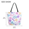 thumbnail image 5 of Open Top Canvas Tote Bag with Zipper Reusable Shopping Bag 13.5x15" Roomy Carryall Pink and Purple Flowers, 5 of 9