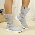 thumbnail image 4 of Rokment Mid Calf Snow Boots for Women Fashion Casual Warm Fleece Lined Comfortable Memory Foam Walking Winter Tall Boots with Side Zipper Light Gray Size 9.5, 4 of 8