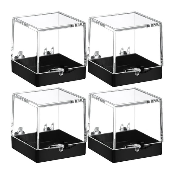Homoyoyo 4-Piece Clear Display Cases for Minerals, Crystals, and Collectibles - Storage and Showcase Boxes