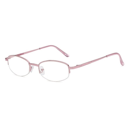 Fashion Vintage Half Frame Classic Business Reading Glasses Eye Protection Ultra Light Glasses Anti-fatigue PINK STRENGTH200