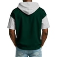 thumbnail image 3 of Men's Casual Color Block Hooded Zipper Neck Short Sleeve Sweatshirt, Sporty Top for Spring and Summer Outdoor,Army Green,L, 3 of 7