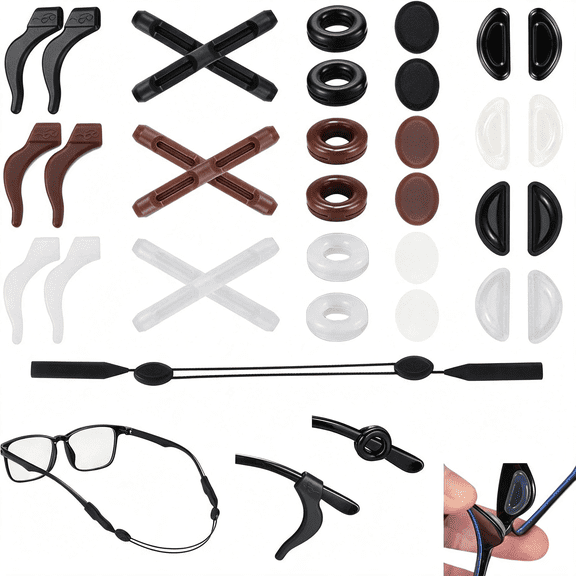 HBMYN 33Pcs Eyeglasses Retainers,Anti-Slip Eyeglass Holder,Glasses Ear Hooks,Premium Silicone,Glasses Rope,Glasses Grips,Anti Slip Eyeglass Nose Pads,Eyeglass Retainers