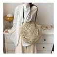 thumbnail image 3 of Straw Handbags Women Handwoven Round Corn Straw Bags Natural Chic Hand Large Summer Beach Tote Woven Handle Shoulder Bag, 3 of 6