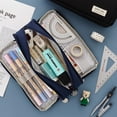 thumbnail image 3 of Estuche grande para lápices con 3 compartimentos, bolsa para lápices de gran capacidad, bolsa para bolígrafos de almacenamiento, 3 of 5