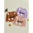 thumbnail image 3 of BemeyourBBs Girls Halloween Sweater Long Sleeve Letter Ghost Embroidery Knitwear, 3 of 9