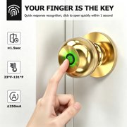 Upgrade Luxe Gold Biometric Door Knob Smart Lock Fingerprint & Key & App Control