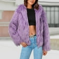 thumbnail image 5 of Rovga Fall Winter Jackets For Womens Long Sleeves S Open Front Hooded Furry Jacket Warm Outerwear Shaggy Jackets Retro Daily Wear M, 5 of 6