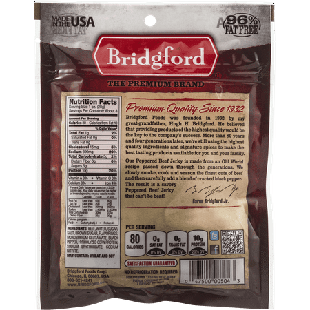 Bridgford Natural Style Beef Jerky Peppered