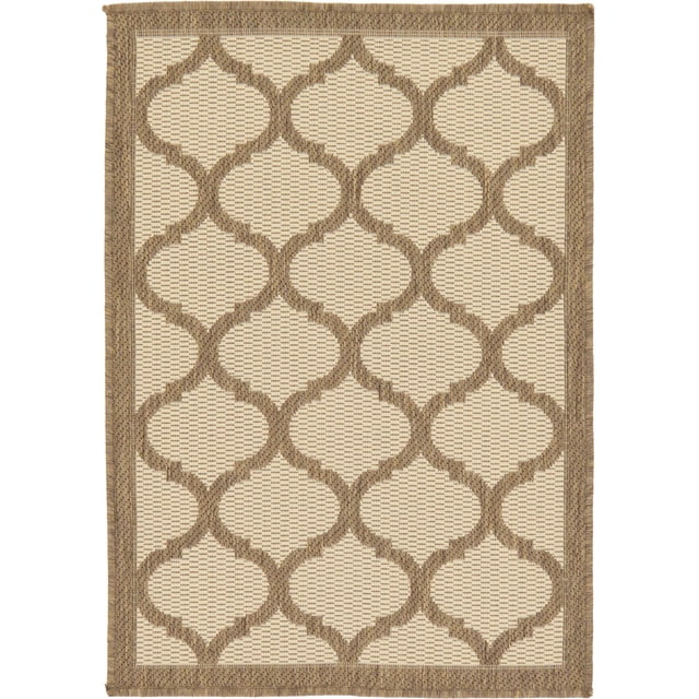 Unique Loom Tapis d'Intérieur et d'Extérieur en Flatweave Transitionnel, 2' 2" x 3', Marron/beige, Collection Treillis