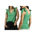thumbnail image 2 of Rdhnmea Women's Bow Tie Tank Tops V Neck Shoulder Strap Sleeveless Shirts Slim Fit Summer Going Out Knit Camisoles Streetwear, 2 of 9