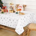thumbnail image 3 of Christmas Tablecloth 60×120 Inch, Silver Snowflake Christmas Table Cloth for Winter, Christmas Tablecloths, Waterproof Spill-Proof Table Cover for Table, Kitchen, Dining, Holiday, White, 3 of 5