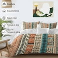 thumbnail image 3 of Bohemian Teal Duvet Cover Set Full Size, Orange Floral Geometric Texture Ethnic Art 4 Piece Soft Microfiber Bedding Set with 1 Duvet Cover, 1 Flat Sheet, 2 Pillowcases, 3 of 9