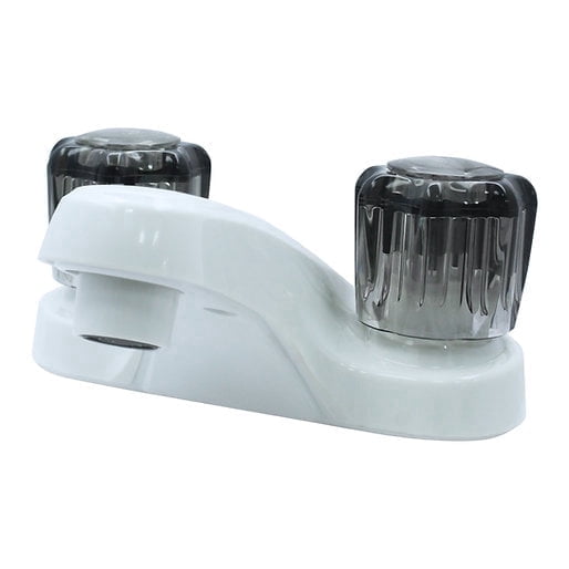 4" N-M smoke handles lavatory faucet white finish, RV Mobile home