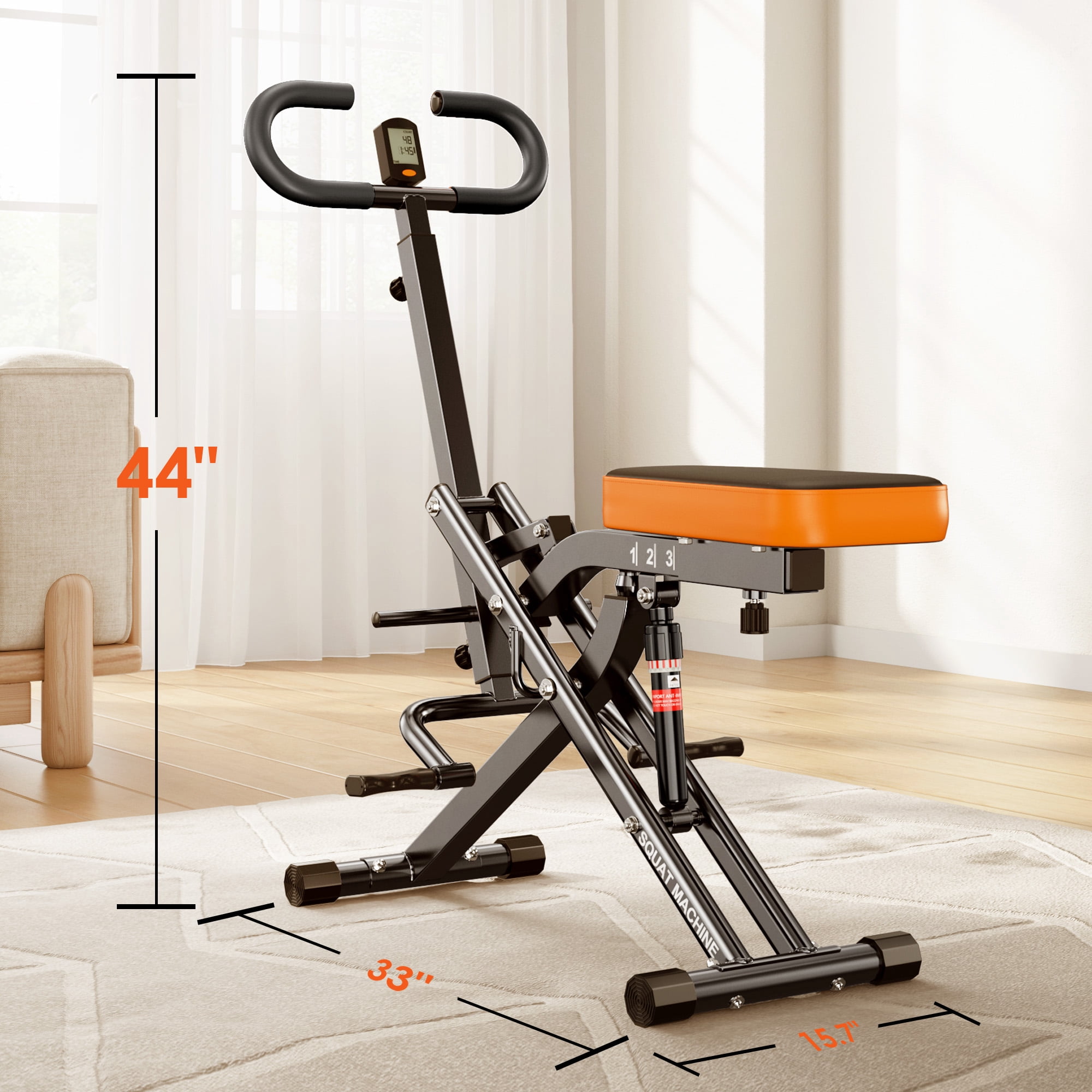 SogesPower Squat Machine Rowing Machines for Home, Foldable Fitness Rowing Machine Row, Ride Squat Machine with Adjustable 2 Resistance Bands for Workout Exercise, 330 lbs Weight Capacity, Black