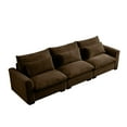 thumbnail image 5 of 122" Deep Seat Comfy Living Sofas with 3 Waist Pillows, 3 Seater Deep Seat Couches for Living Room, Brown Corduroy, 5 of 9