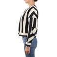 thumbnail image 3 of Elezay Women's Short Bomber Jacket Stripe Spring Fall Coat Fashionable Outdoor Black and White Stripe Long Sleeve Warm Soft Lightweight Coat 38, 3 of 5