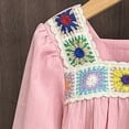 thumbnail image 7 of UngA Girl's 2 Piece Outfits Boho Floral Crochet Long Sleeve Top and Wide Leg Pants for Toddler Kids 2-3 Years,Red, 7 of 7