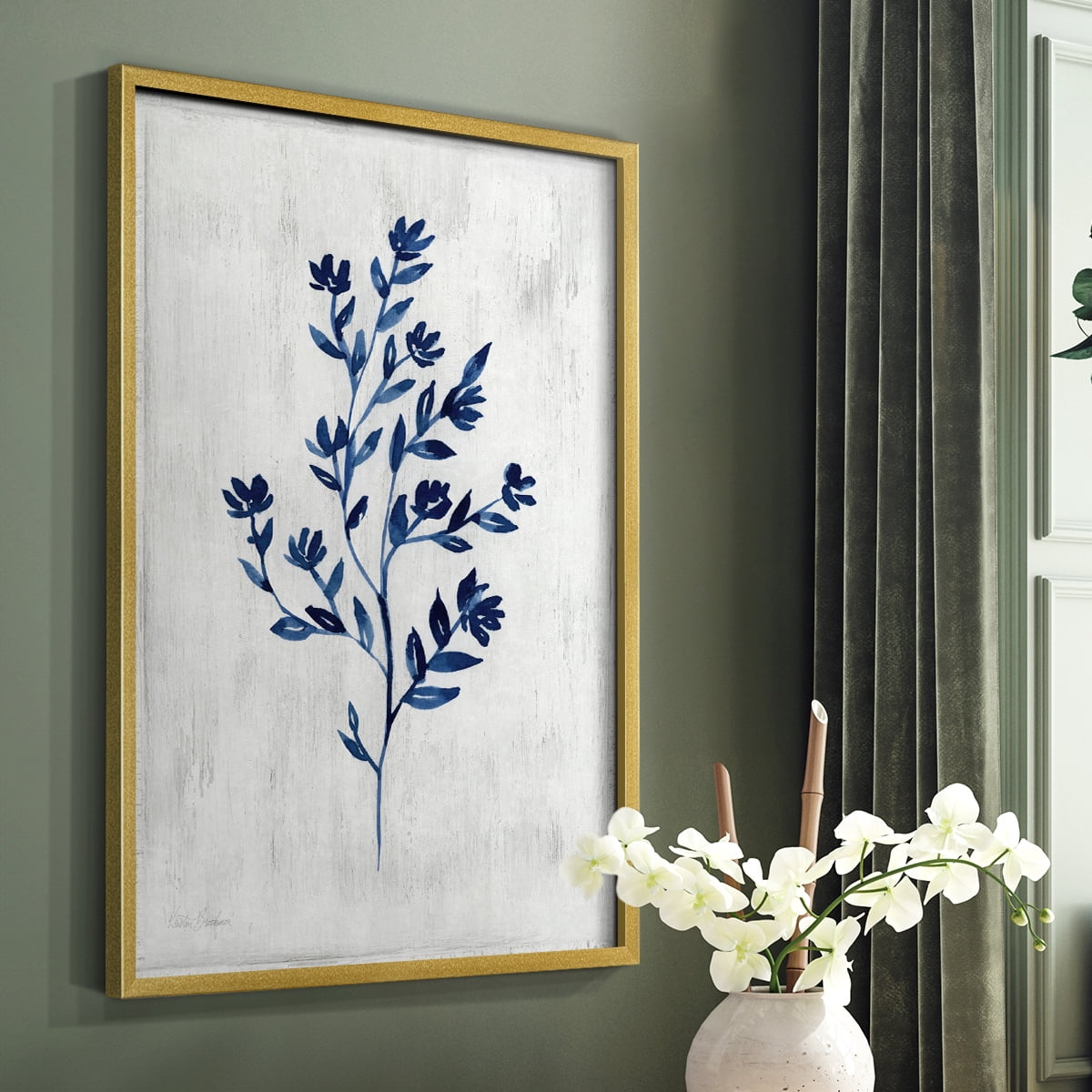 Wild Indigo II - Gold Framed Wall Art Print, Solid Wood Frame, 16" x 20", Ready to Hang