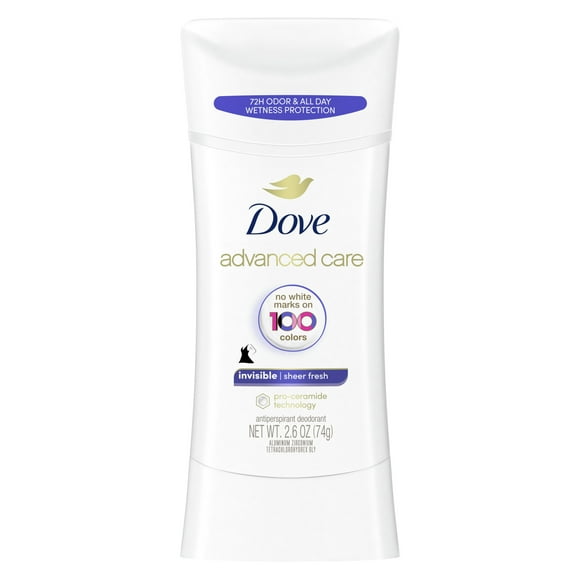 Dove Advanced Care Long Lasting Women's Antiperspirant Deodorant Stick Invisible Sheer Fresh, 2.6 oz