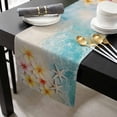 thumbnail image 3 of Retro Summer Beach Cotton Linen Table Runner 13 x 90 inch Flowers Ocean Starfish Coastal Non-slip Rectangular Dining Table Decor for Wedding Party Holiday Dinner, 3 of 8