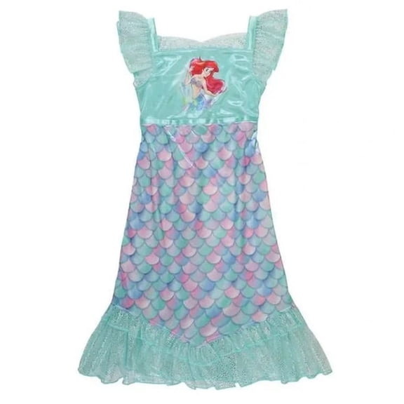Disney Little Mermaid Girl's Fantasy Satin and Tulle Nightgown, Gown, Size 6