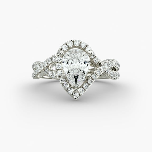 Aura Jewelry Stamped 14K White Gold Plated Wedding Handmade Ring - 1.38 Ct Pear Cut Moissanite Wedding Anniversary Ring - Moissanite Women's Rings - Split Shank Anniversary Ring Clearance