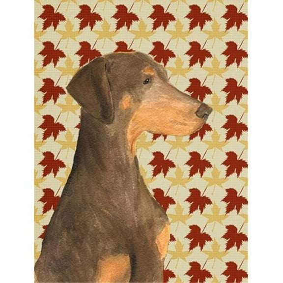 40 x 40 in. Doberman Fall Leaves Portrait Flag Canvas House Size