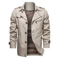 thumbnail image 4 of IROINNID Men's Long Sleeve Bomber Jacket Turndown Lapel Mid-Length Jacket Solid Color Leisure Autumn And Winter Tooling Wind Jacket Coat, 4 of 5