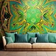 thumbnail image 1 of Tiptophomedecor Mandala Wallpaper Wall Mural - Mandala: Emerald Fantasy, 1 of 4