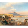 thumbnail image 3 of Oswald Achenbach 14x12 Black Modern Framed Museum Art Print Titled - Sunset in the Bay of Naples, 3 of 5