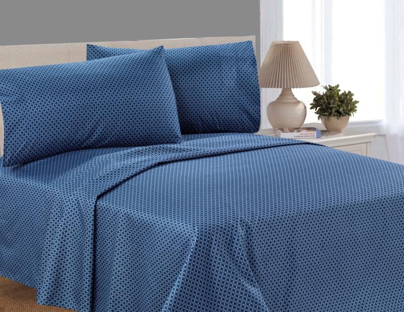 Mainstays Soft Wrinkle Resistant Microfiber Twin/Twin XL Navy Geo Sheet