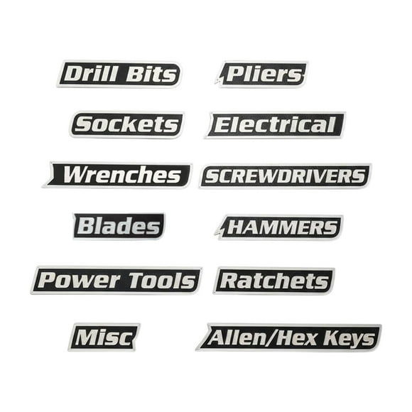 12 Pack 3D Printed Toolbox Labels for Organization of Steel Toolboxes Carts Drawers and Cabinets