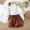 Brown, variant on Baby Clothes for Girls New High-neck Bubble Long-sleeved Buttons Top and Leather Skirt Fashion Suit Two-piece Suitable for Age Group 1 ~ 6 Years Old Girls Clothes Sets Brown 1-2 Years