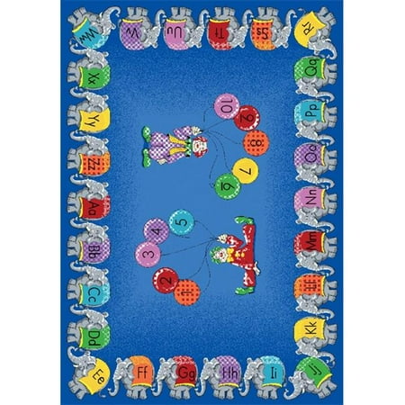 Five Elephants - Joy Carpets 1434C Circus Elephant Parade 5 ft.4 in. x 7 ft.8 in. 100 Pct. STAINMASTER Nylon Machine Tufted- Cut Pile Educational Rug