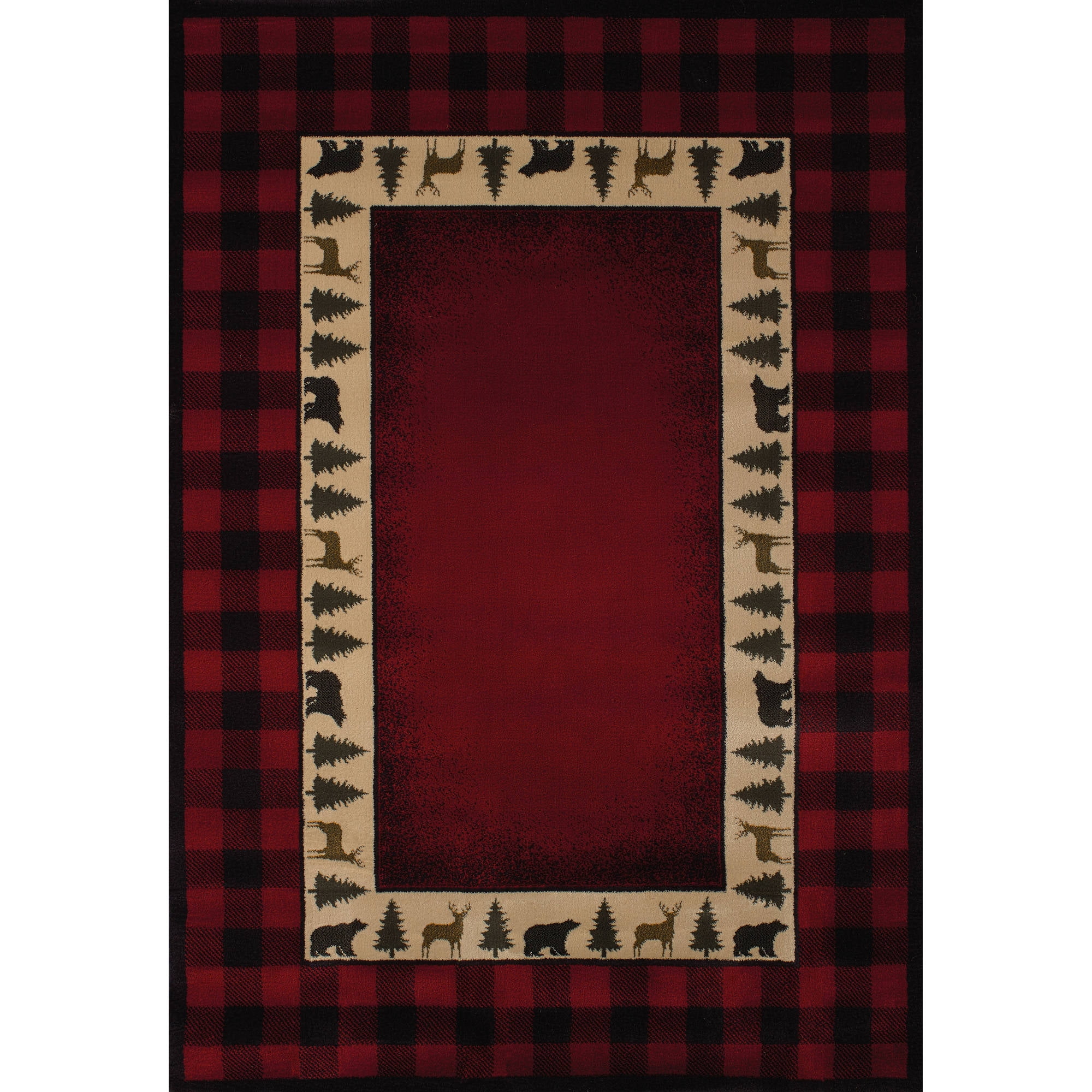 United Weavers Big Timber Buffalo Plaid Red Woven Polypropylene Area