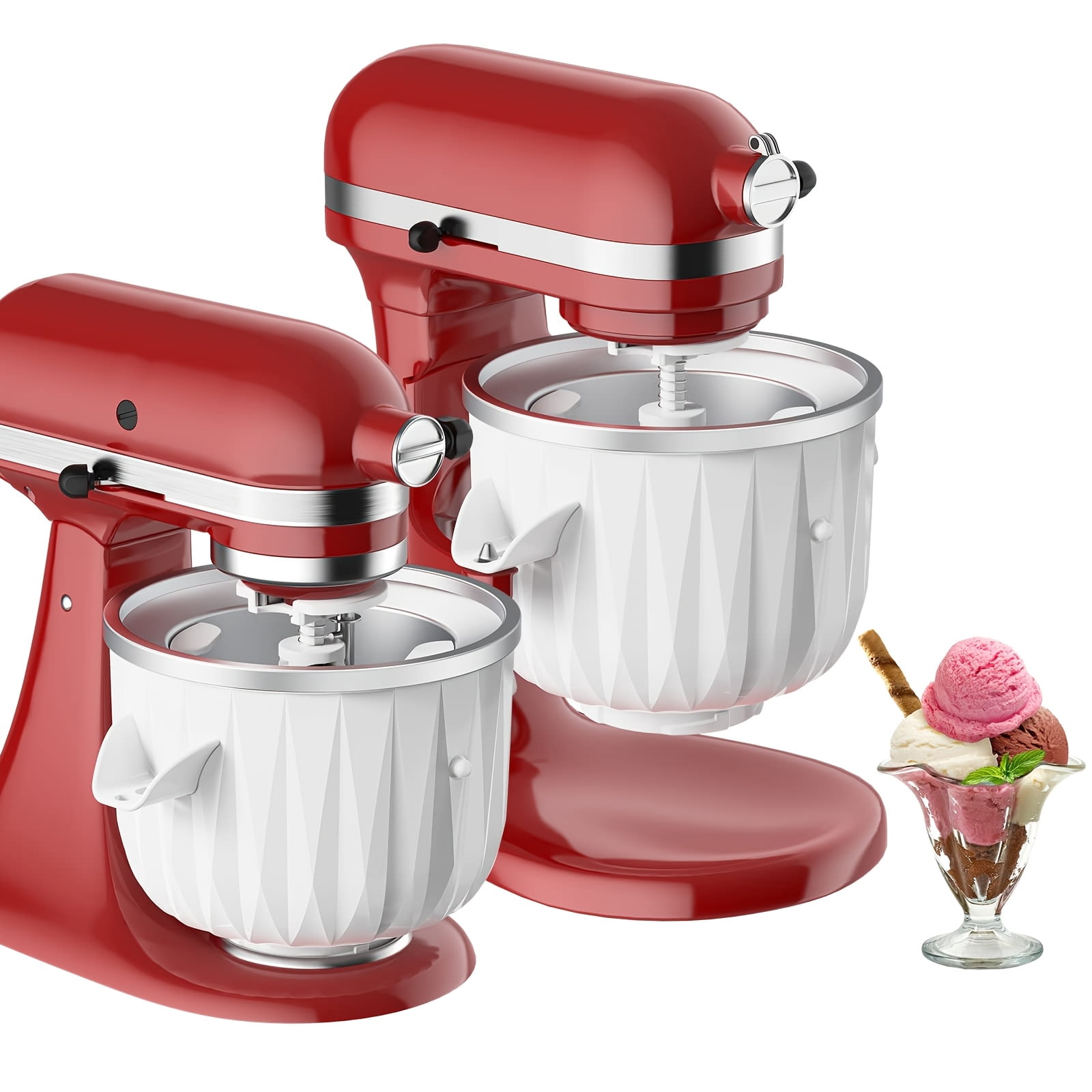 1pc Ice Cream Attachment for Stand Mixers - 4.5 Qt & Larger Compatible, Stainless Steel & Plastic Food-Safe Ice Cream Maker with Ergonomic Handle, Durable Design for Homemade Gelato, Yogurt, Sorbet