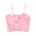 thumbnail image 2 of YWDJ Sleep Bras for Women Plus Size Comfy Bras No Underwire Lounge Bras Spaghetti Straps Full Coverage Push up Wrap Comfortable Bras Padded Comfortable Bras Solid Bras Pink XL, 2 of 5