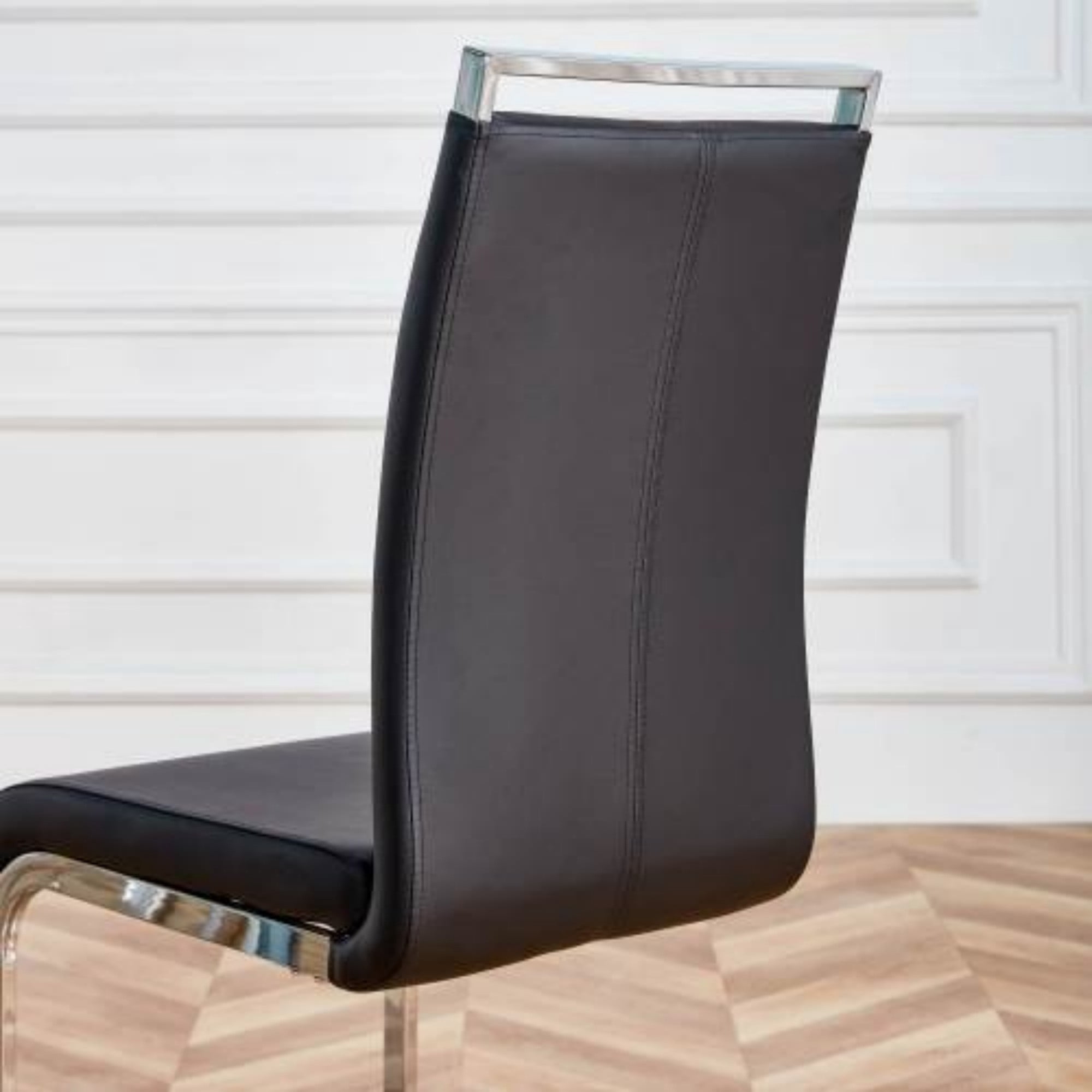 TesNus Modern Dining Chairs Set of 4, Side & Kitchen Chairs with Faux Leather Padded Seat, High Back, for Dining, Kitchen, Living Room - Black
