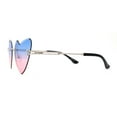 thumbnail image 3 of Womens Gothic Luxe Rimless Beveled Lens Cat Eye Heart Sunglasses Silver Blue Pink, 3 of 4